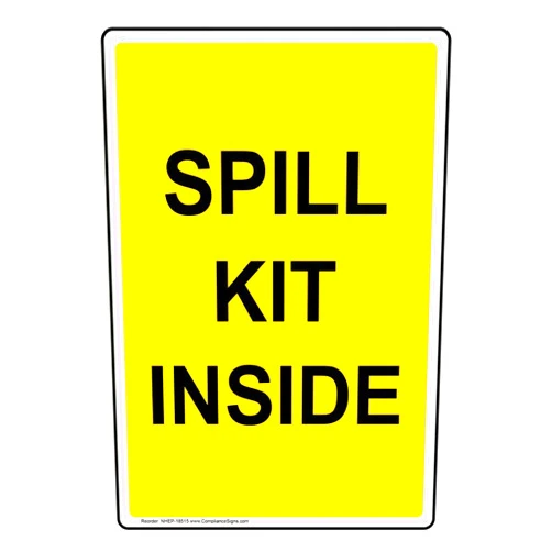 ComplianceSigns.com Vertical Spill Kit Inside Label Decal, 5x3.5 in. 4-Pack Vinyl for Facilities