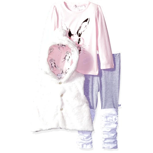 Rosie Pope Baby Girls' 3 Piece Bunny Vest, Shirt and Pant Set