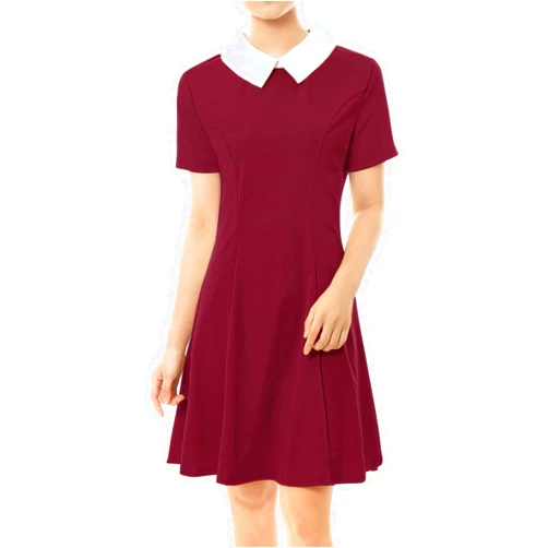 Allegra K Women's Short Sleeve Halloween Dresses Peter Pan Collar Casual Flare Skater Mini Vintage Dress 2025