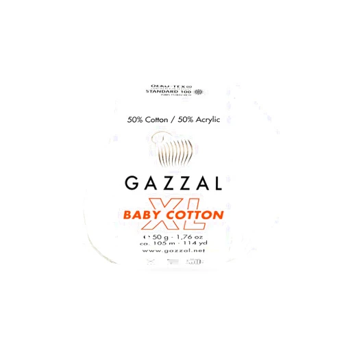 Gazzal Baby 5 Pack (Skein) Gazzal Baby Cotton XL, 50% Soft Cotton 50% Acrylic, Each Ball 1.76 Oz (50g) / 114 Yards (105m), DK- Worsted, Knitting Yarn, Amigurumi Yarn, Baby Yarn, 3410