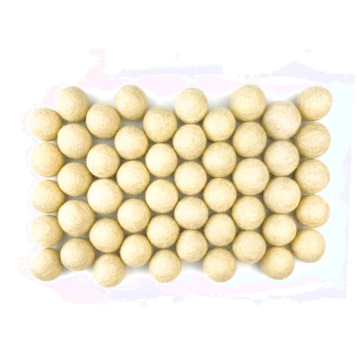 Wildflower by hu hands Natural Tan Wool Felt Balls | (50) Pom Poms | 100% Wool | Soft Neutral Beige Pompoms Hand Felted in Nepal for Crafts, Garland, Felting, Baby Mobile, Decor | .8-1 Inch Size | Muslin Bag Included