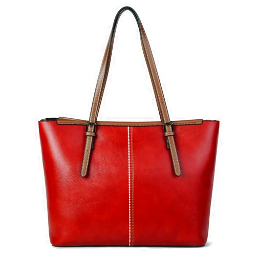 QIMIAOBABY lady leather laptop tote bag office handbag women fashion briefcase 15.6-inch computer work bag Red Wine