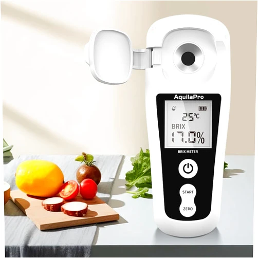AquilaPro Digital Brix Refractometer with LCD, for Fruit Juice and Coffee, with Auto Temperature Compensation, 0-55% Range, ±0.2% Accuracy, Rechargeable Brix Meter for Liquid Sugar Content