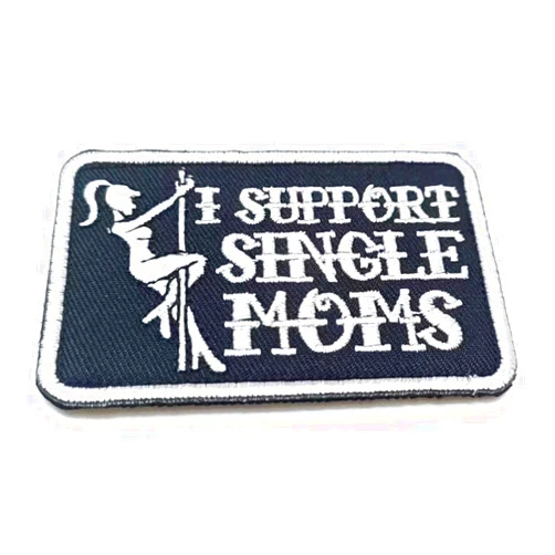ewkft I Support Single Moms Embroidery Patches Hook & Loop Patch for Clothes Hat (B)