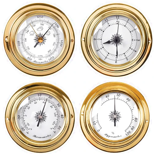 NIZLSEKS Barometer Thermometer Hygrometer Clock,4pcs/Set Analog Weather Station,Weather Barometer for Indoor Outdoor,Barometers for The Home,Barometer for Wall,Fishing Boat,Baby Room,Office Barometer
