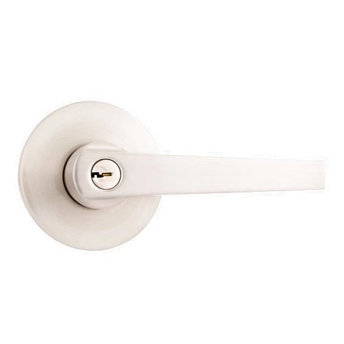 Brinks - Lexa Home Front Door Keyed Door Lever, Satin Nickel - Modern Outdoor Entrance Hands-Free Front Door Keyed Lockset Handle Nickel Finish