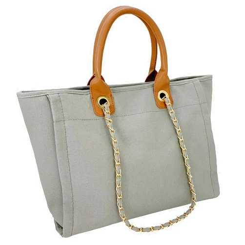 Hidora BYMEE Tote Bag for Women Canvas Handbag Removable Chains Shoulder Bag Daily Essentials Casual Work Bag Stylish Satchel Canvas Purse（Grey）