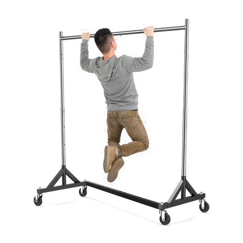 HOKEEPER Commercial Z Base Garment Rack Hold 400LBS Heavy Duty Clothing Rack Adjustable Rolling Clothes Rack for Hanging Clothes Racks on Wheels Portable Z Rack, Chrome Finish