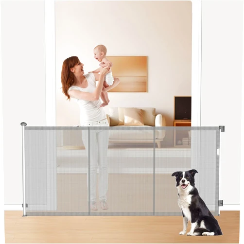 DEARBB Reinforced Retractable Mesh Baby Gates with Reinforced Strips,Upgrade 50'' Extra Tall mesh gate Extends to 55