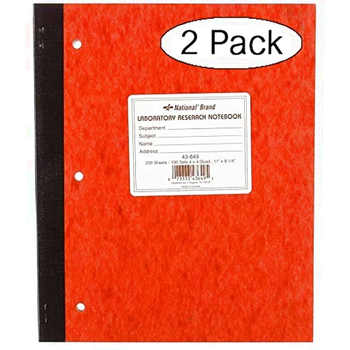 NATIONAL Laboratory Notebook, 4 X 4 Quad, Brown, Cover, 11 x 9.25