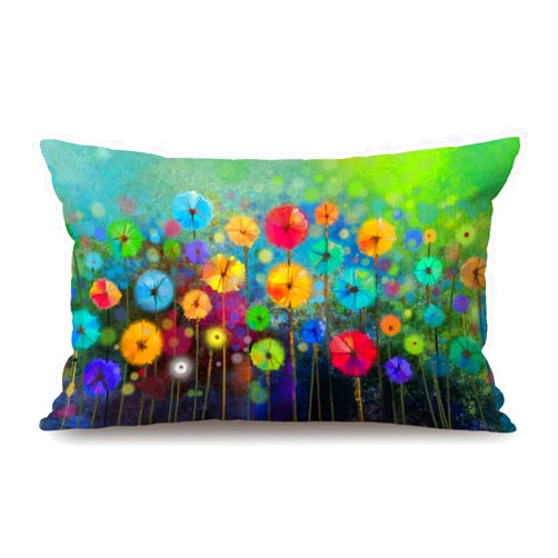 Solekla Abstract Floral Watercolor Painting Lumbar Throw Pillow Cover 12x20 Inch Decorative Bedroom Living Room Colorful Spring Petal Flowers Rectanglar Cushion Case for Bed Sofa Couch