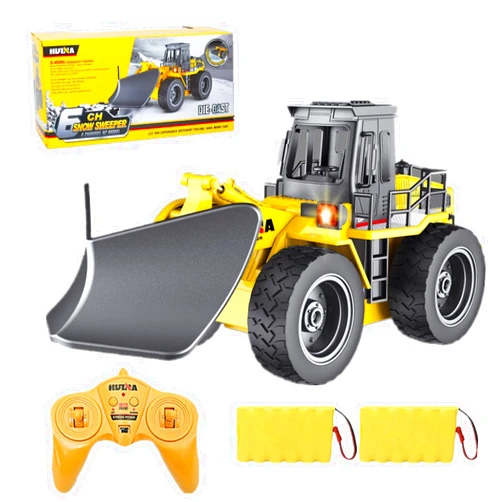 SWR RC Truck Remote Control Snow Plow 1/18 RC Front Loader Tractor 2.4Ghz RC Construction Vehicles RC Dozer Toys for Boys Adults, 6 Channel Bulldozer Cars with Light & Sound for Kids