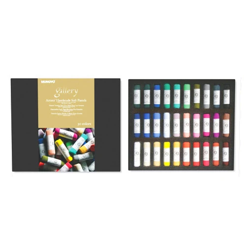 Mungyo Honsell Gallery Artists' 4400030 Handmade Soft Pastels, Set of 30, Hand-Rolled Pastels in Artist Quality, Soft Consistency