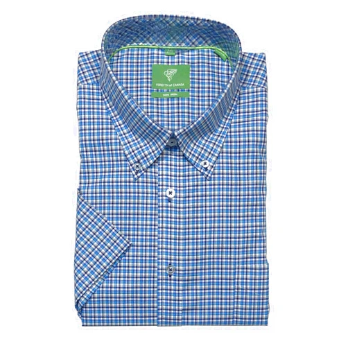 Forsyth of Canada Classic Fit Non-Iron Short Sleeve Mini Check Sport Shirt