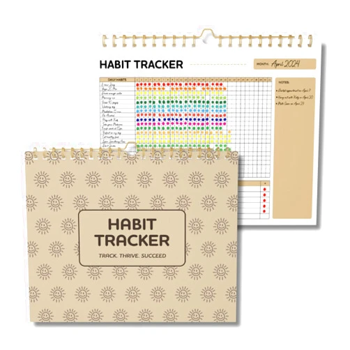 VEX ECOM LTD. Smiley Habit Tracker Calendar - 12 Months Undated Daily Weekly Period Tracker Journal, Motivational Habit Tracker Journal, Spiral Binding Habit Calendar, Self Care Habit Journal, Goal & Planner for Atomic Habits, Daily Journal 8