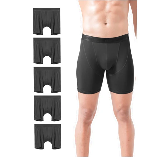AORGSVI Men’s Breathable Cool Mesh Underwear, Total Support Pouch Boxer Briefs, Regular Leg & Long Leg, 5-Pack