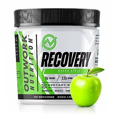 Outwork Nutrition Recovery Supplement - Post Workout Muscle Builder & Exercise Recovery Drink - Backed by Science (Green Apple, 240 Grams)