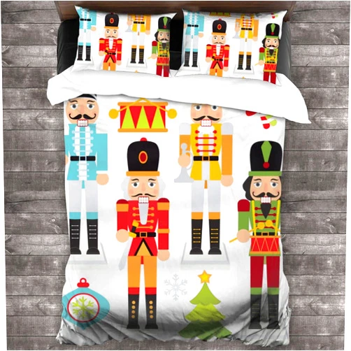 Attducza Nutcrackers Christmas 3-Piece Bedding Set 86 in X 70 in Twin Full Queen King Size Soft Cozy Comforter Sets for Home Bedroom Hotel with 2 Pillowcase, Black, One Size