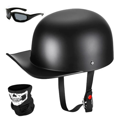 Yesmotor Baseball Motorcycle Helmet Half Cap for Bike Cruiser Chopper Moped Scooter- Dot Approved
