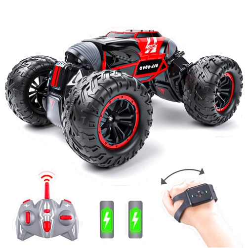 Powerextra Remote Control Car, Gesture Sensing RC Car, 4WD Transform Off Road Crawler, All Terrains Toy Stunt Car with Two Batteries, 50+ Mins Play Time for 6-12 Year Old Boys & Girls