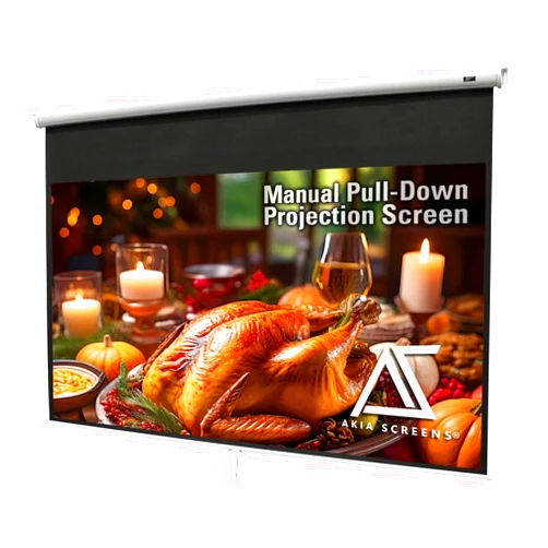 Akia Screens 110 inch Pull Down Projector Screen Manual B 16:9 8K 4K HD 3D Ceiling Wall Mount White Portable Projection Screen Retractable Auto Locking for Indoor Movie Home Theater Office AK-M110H1