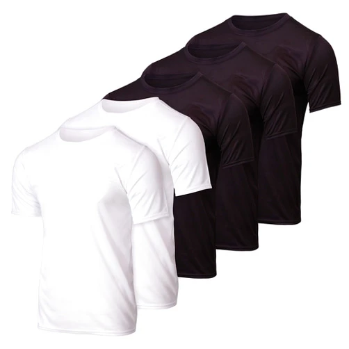 Real Essentials 5 Pack Men’s Active Quick Dry Mesh Crew Neck T Shirts | Athletic Short Sleeve Tee (Available in Big & Tall)