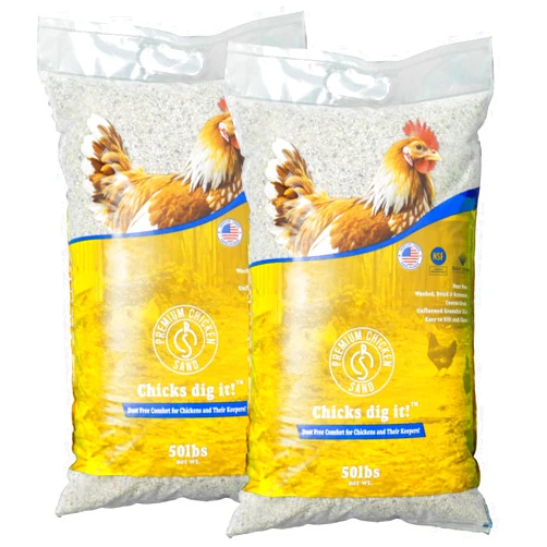 Premium Chicken Sand 50 lbs (2-Pack) – Dust-Free, Odor-Control Bedding for Chicken Coops, Nesting Boxes, and Runs – Natural Poultry Litter, 100 lbs Total