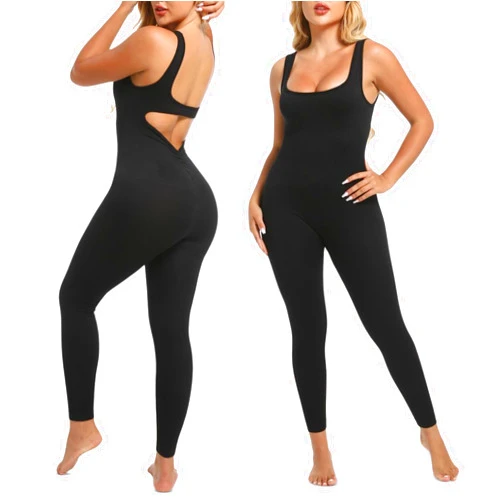 Soo slick Jumpsuits for Women | Sleeveless Sexy Backless Gym Bodycon | V Back Scrunch Yoga Rompers Seamless Jumpsuits