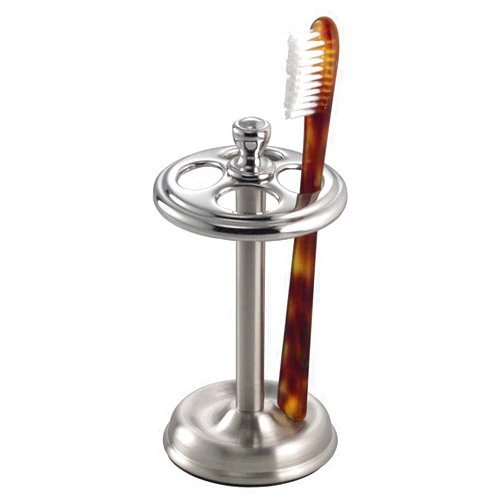 InterDesign iDesign Steel Toothbrush Holder Stand The York Collection – Four Divided Compartments, 3.25” x 3.25” x 5.75”, Split Finish