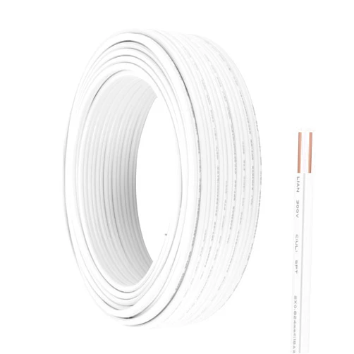 SBQWMZON 18 Gauge Wire 2 Conductor Electrical Wire SPT-1 50Ft 18/2 Low Voltage Wire 18 AWG Wire Flexible Wire Extension Cord Stranded Tinned Copper Wire for Lamp Lighting LED Strips White