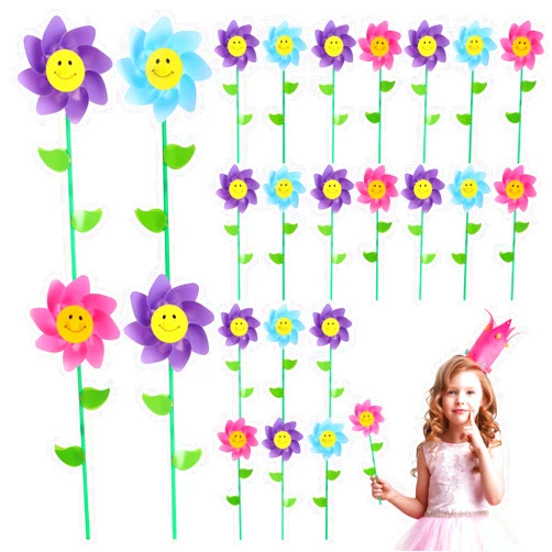 Deekin 99 Pcs Pinwheels for Kids Smiling Flower Pinwheels Bulk Bright Assorted Colors Windmills Spring Wind Spinners Crafts for Fun School Home Work Spring Summer Garden Yard Decor
