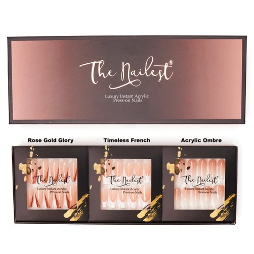 The Nailest - Gift Box 3 Set Combo - Soft Flare - Medium Length Instant Luxury Acrylic Press On Nails