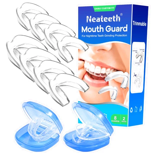 Neateeth Mouth Guard for Grinding Teeth at Night, Mouthguards for Clenching Teeth, Mouth Guards for Sleeping, Night Guard 8 Packs / 2 Size