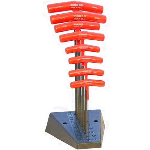 Bondhus 13189 Set of 8 Balldriver and Hex T-handles with Stand, sizes 2-10mm