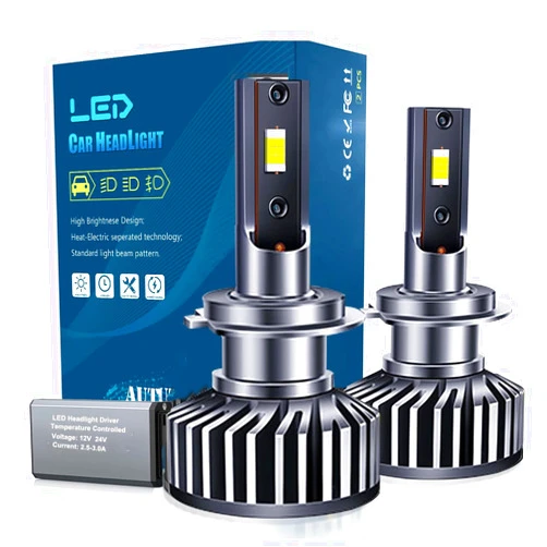 AnyCar H7 LED Bulbs 4300K with Canbus Resistor Error Free,16000LM 60W Extremely Bright Headlight Bulb, 4300K Fog Light Warm White ,Pack of 2