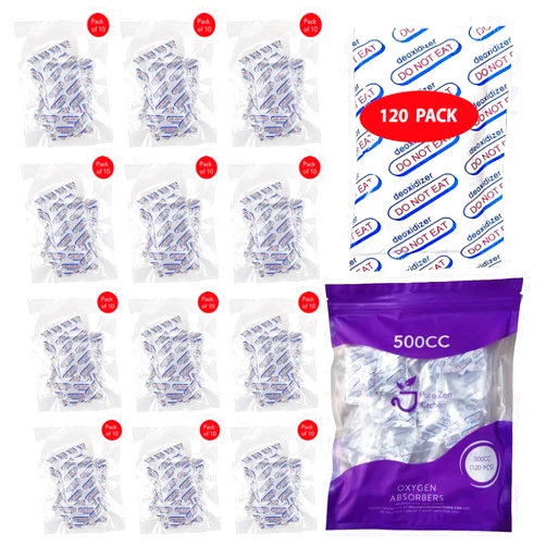 WOLF GROUP (120-Pack)500cc oxygen absorbers for food storage,food grade oxygen absorbers packets for Home Made Jerky and Long Term Food freshness