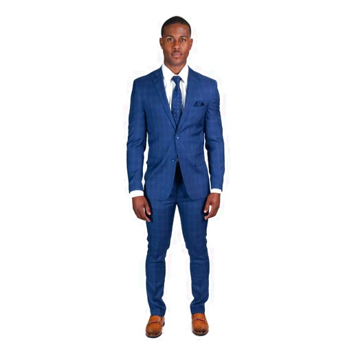AZAR MAN Slim Fit Mens Plaid Suit 2 Button Notch Lapel ZF18335