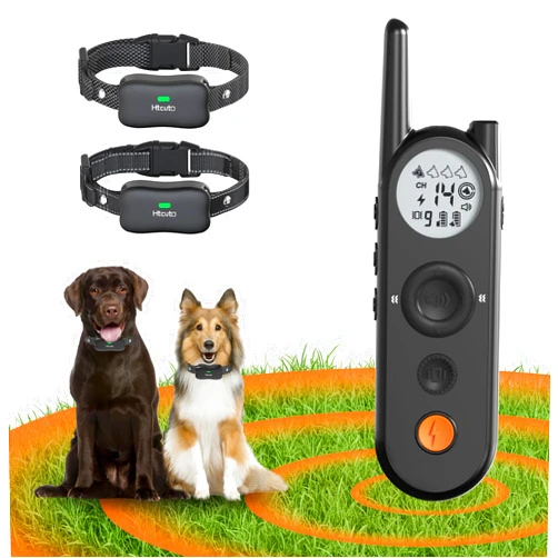 Htcuto Wireless Dog Fence for 2 Dogs, 3500ft Electric Dog Fence and 6100Ft Remote Training,185 Days Batterry Rechargeble,IPX7 Waterproof Collar, 3 Modes for Dogs (Black for 2 dogs)