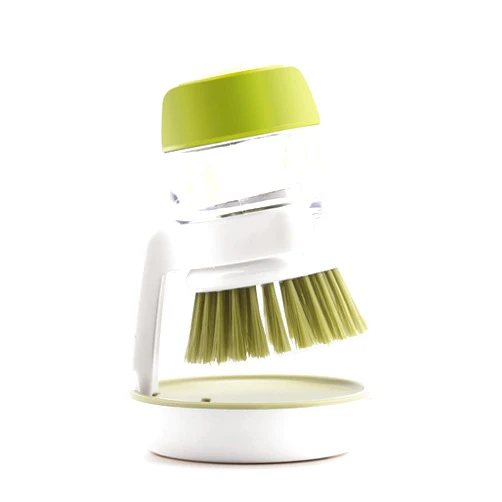 DHDestined Fateful Dish Brush with Soap Dispenser, Dishwashing Kitchen Scrub Brushes Dish Scrubber with Holder Drip Tray, for Cleaning Pan, Pot, Sink