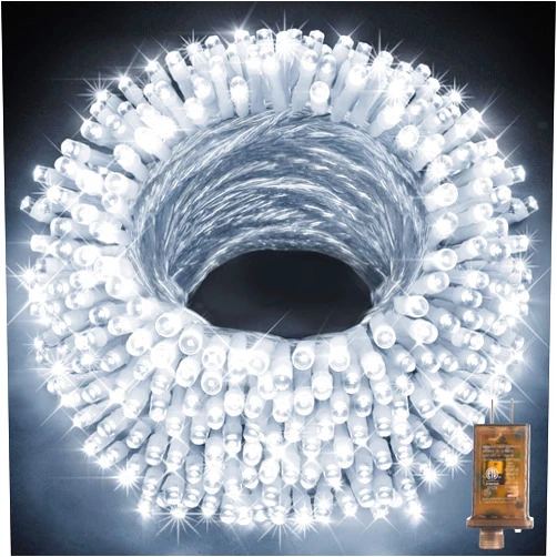 KNONEW 403ft 1000 LED String Lights Outdoor Christmas Lights 8 Modes & Timer Fairy Light Plug in Waterproof LED String Lights for Xmas Yard Tree Wedding Party Holiday Decorations (Cool White)
