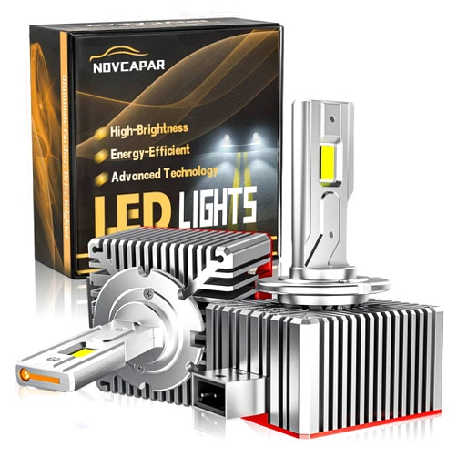 NOVCAPAR D3R D3S LED Bulb,120W High Power,24000LM +600% Brightness,6500K Cool White,High and Low Beam,Xenon HID Replacement Lights, Plug and Play,D3S LED Bulbs Canbus Error Free,Fog Light Bulbs