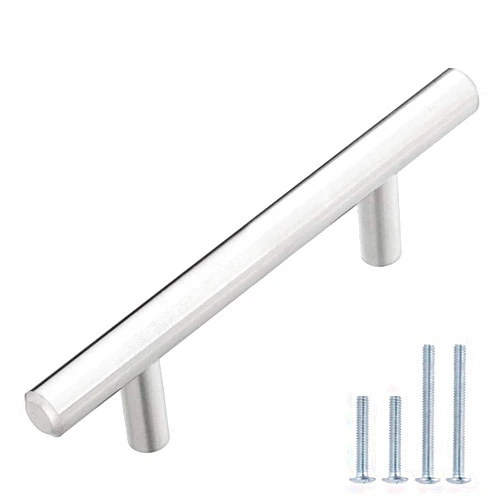 LIZAVO 701SN Cabinet Pulls Solid Modern Euro Style T Bar Kitchen Cabinet Handles (3