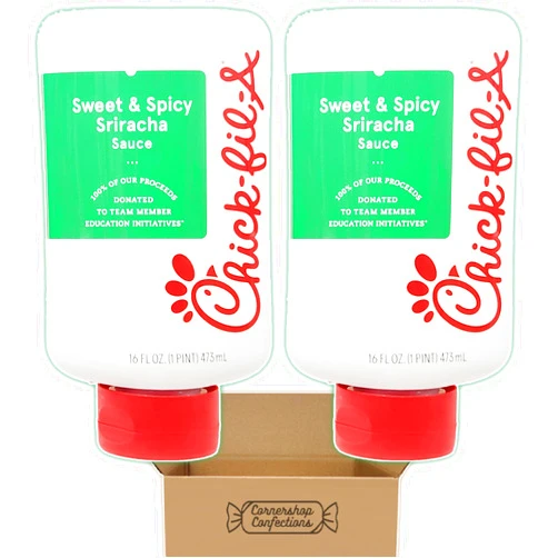 Cornershop Confections Chick..Fil..A Sauces Mix-and-Match Bundles - Sweet & Spicy Sriracha - 2 Individually Sealed 16oz Bottles for Burgers, Fries, Marinades, Sandwiches, Tacos, Grilling in Cornershop Confections Pack