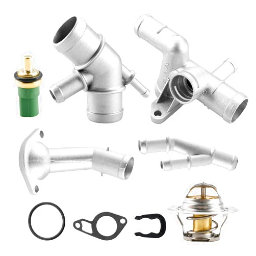 WMPHE Aluminum Coolant Flange Upgrade Kit Compatible with Audi TT 2000-2002, VW Golf for Jetta MK4 2000-2005 Replacement for 06A121121C 06A121121F 06A121132AP 1J0121087C