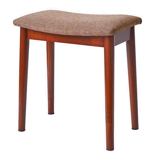 IBUYKE Saddle Cushion Vanity Stool Chair, Foot Rest Stool with Solid Wood Legs, Modern Vanity Bench Ottoman for Piano, Upholstered Seat for Bedroom, Entryway, Walnut Legs&Brown Linen WBD007HC