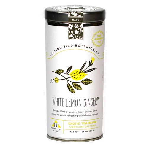 FLYING BIRD BOTANICALS White Lemon Ginger Tea, 15 CT