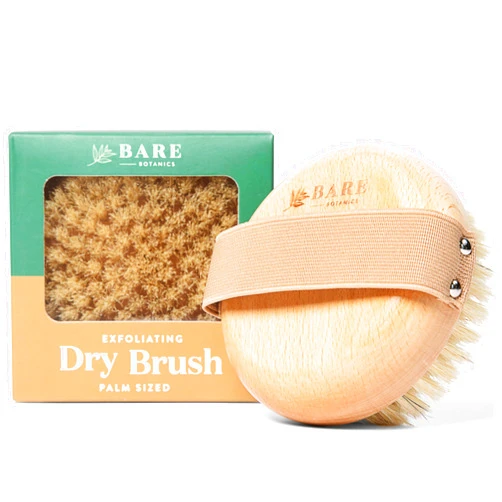 Bare Botanics Palm Size Dry Brush Body Brush | Universal Fit & Easy to Use | Shower Scrubber for Body with Elastic Strap | Exfoliating Body Scrub Brush for Women & Men | Medium Firmness Skin Brush