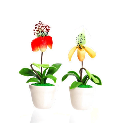 Ablossom 3D Flower Magnets for Fridge Aesthetic Lady Slipper Orchid Orange, Yellow Decorate Perfect for Adults and Girly Magnet Decor for Fridge or Locker, Set of 2 Pieces.