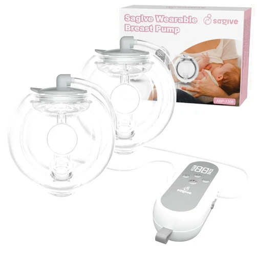 Saglve Hands Free Breast Pump,Saglve Wearable Breastfeeding Pump with 4 Modes & 12 Levels,300mmHg Strong Suction,Double Electric Breast Pump Portable, Wearable Breast Pumps with LED Display,21mm/24mm Flange