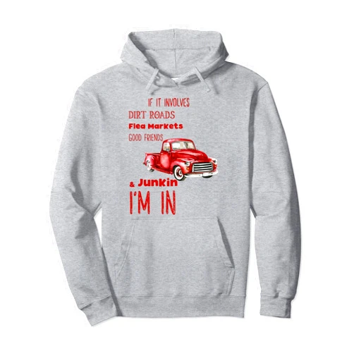 Junkinteesforyou Dirt Roads Flea Markets & Junkin Retro Vintage Red Truck Pullover Hoodie